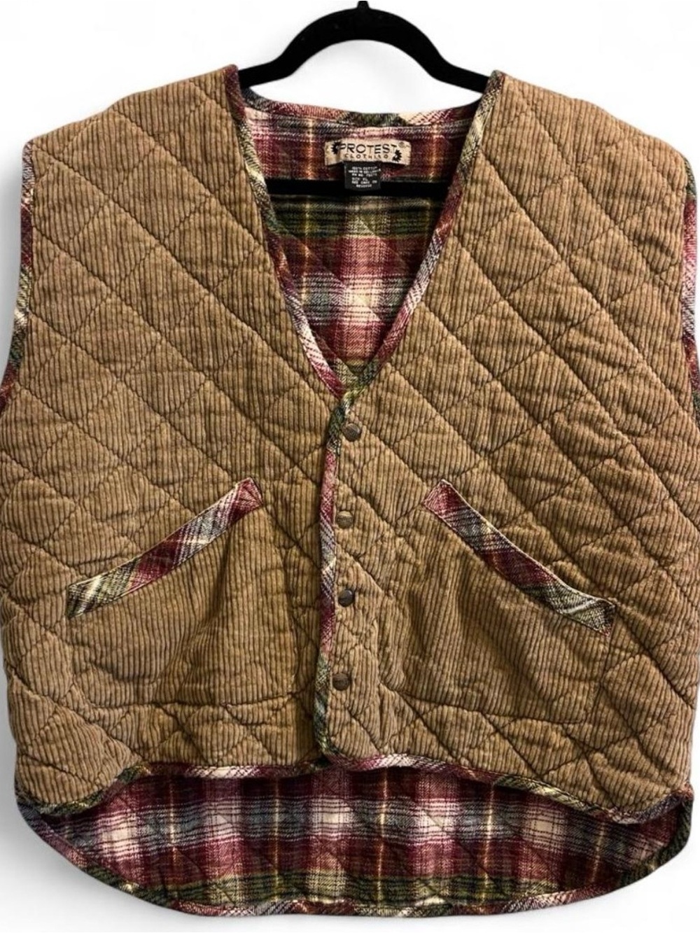 Vintage Protest Clothing Men's Quilted Corduroy Vest - Brown